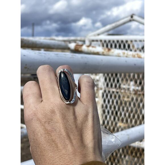 Vintage TAXCO Mexico 925 Sterling Silver FLIP Ring MOP Jasper Black Onyx sz 5.5 - Picture 9 of 9